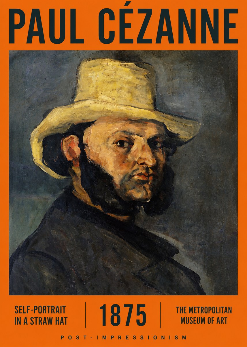 Paul Cézanne Self-portrait in a Straw Hat No2 - Plakat