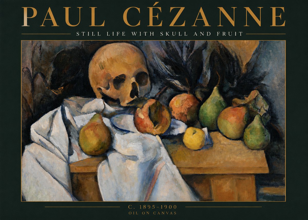 Paul Cézanne Still Life with Skull and Fruit No3 - Plakat
