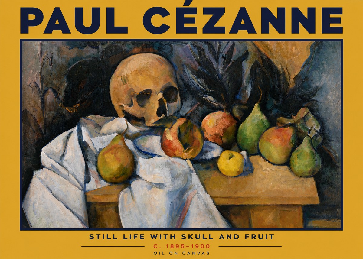 Paul Cézanne Still Life with Skull and Fruit No6 - Plakat