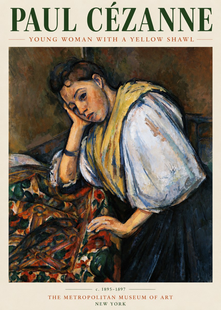 Paul Cézanne Young Woman with a Yellow Shawl No3 - Plakat