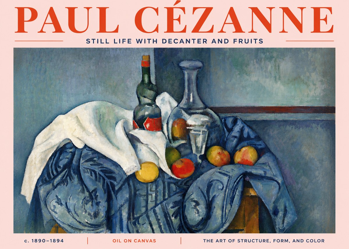 Paul Cézanne Still Life with Decanter and Fruits No4 - Plakat