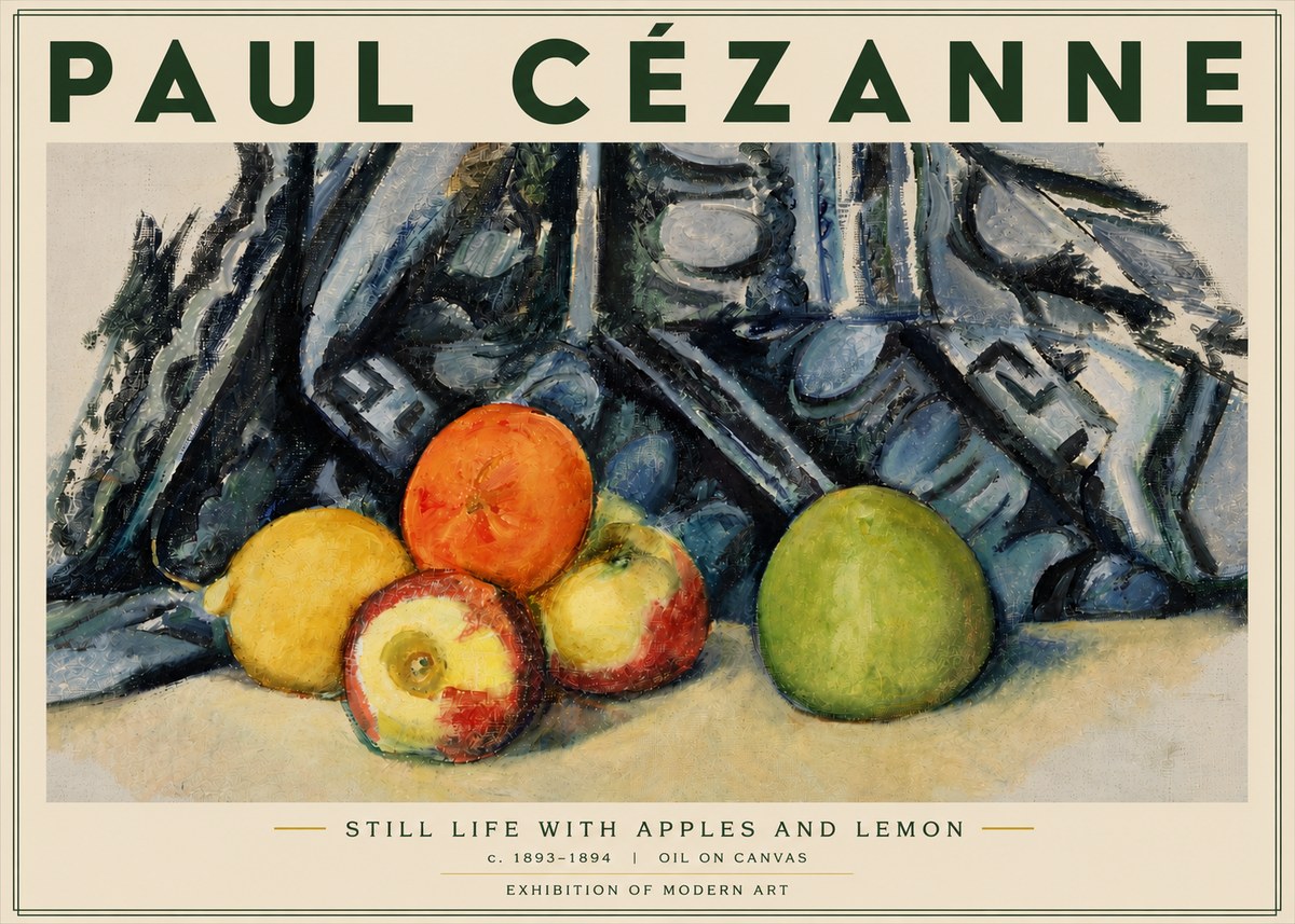 Paul Cézanne Still Life with Apples and Lemon No4 - Plakat