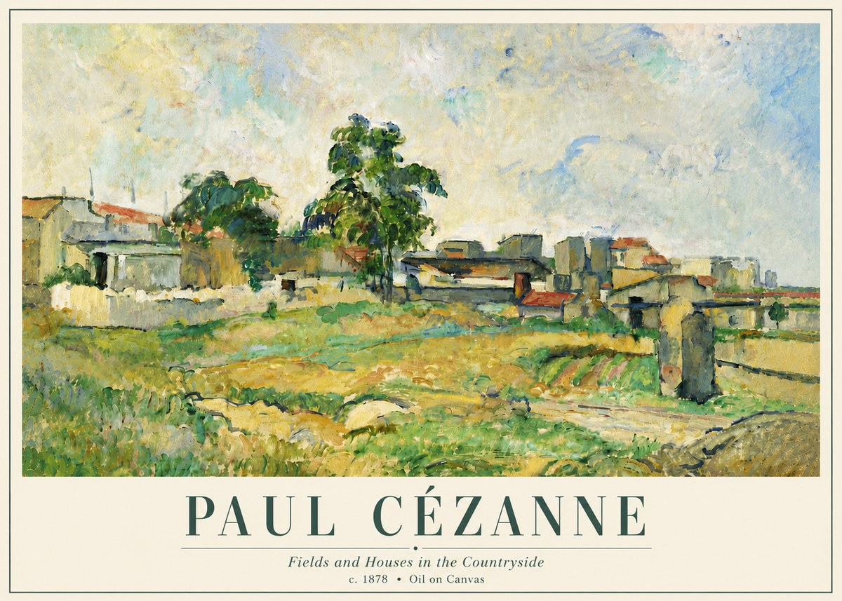 Paul Cézanne Fields and Houses in the Countryside No6 - Plakat