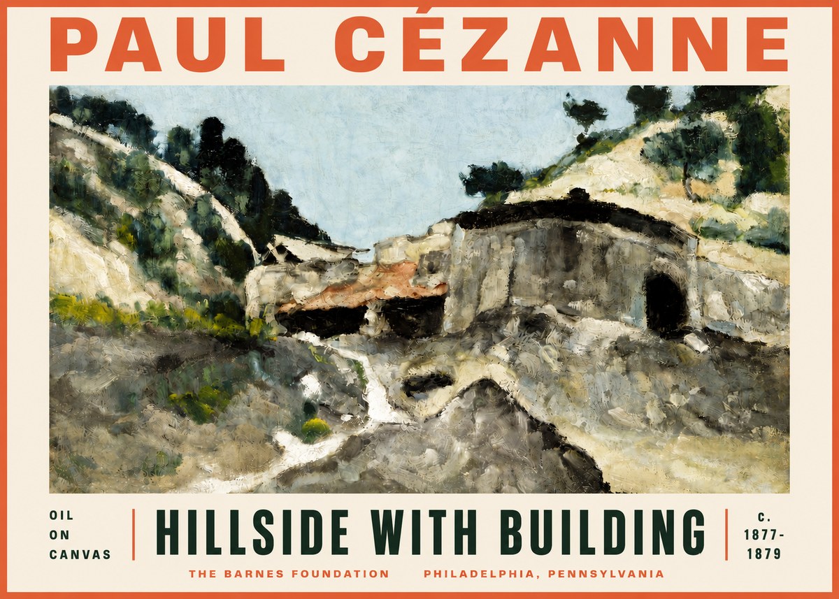 Paul Cézanne Hillside with Building No5 - Plakat
