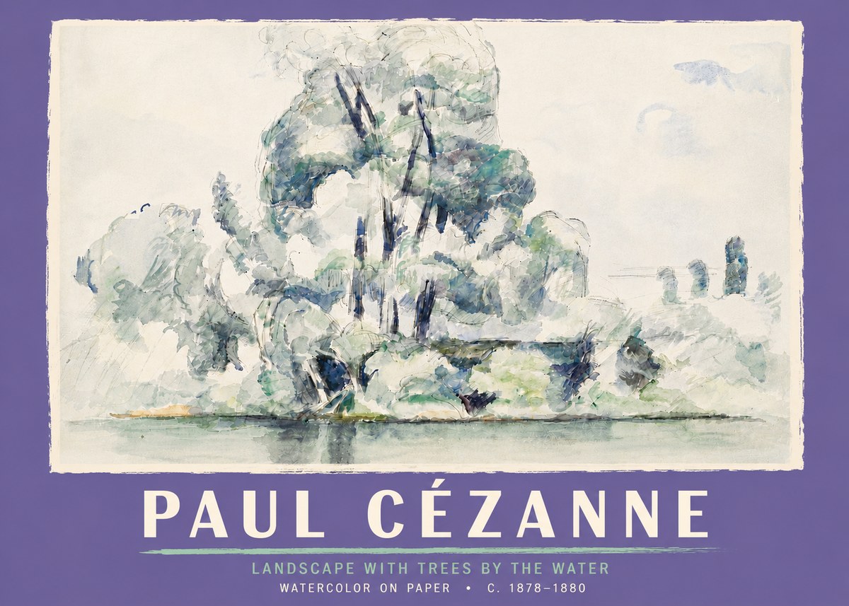 Paul Cézanne Landscape with Trees by the Water No5 - Plakat