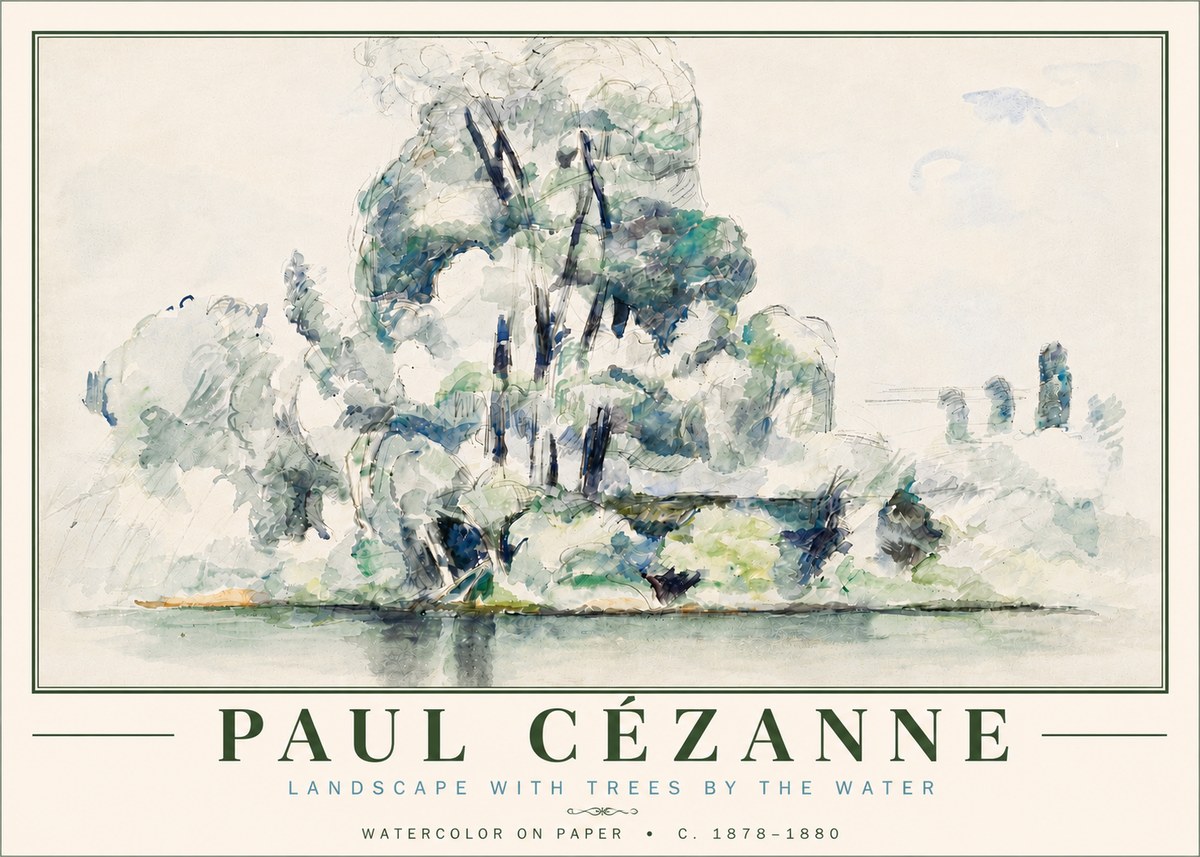 Paul Cézanne Landscape with Trees by the Water No6 - Plakat