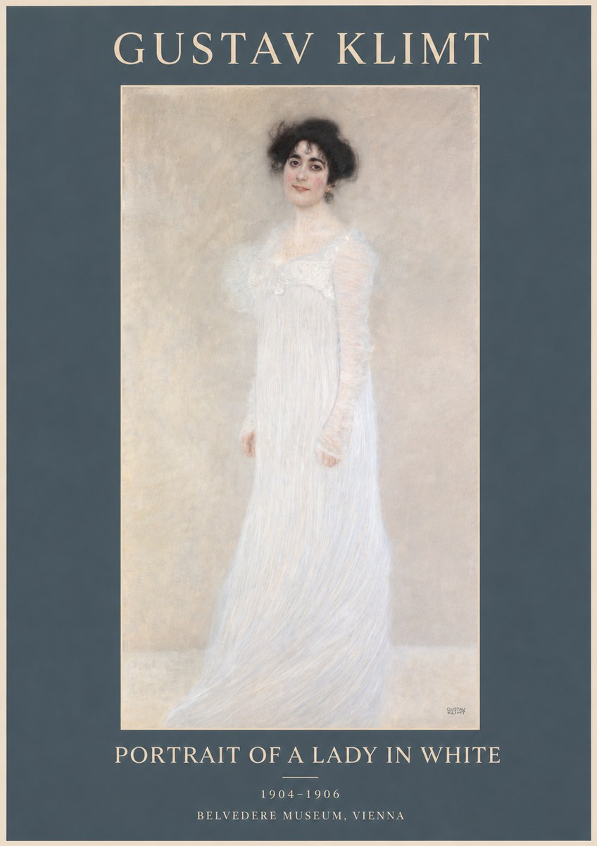 Klimt Portrait of a Lady in White No3 - Plakat