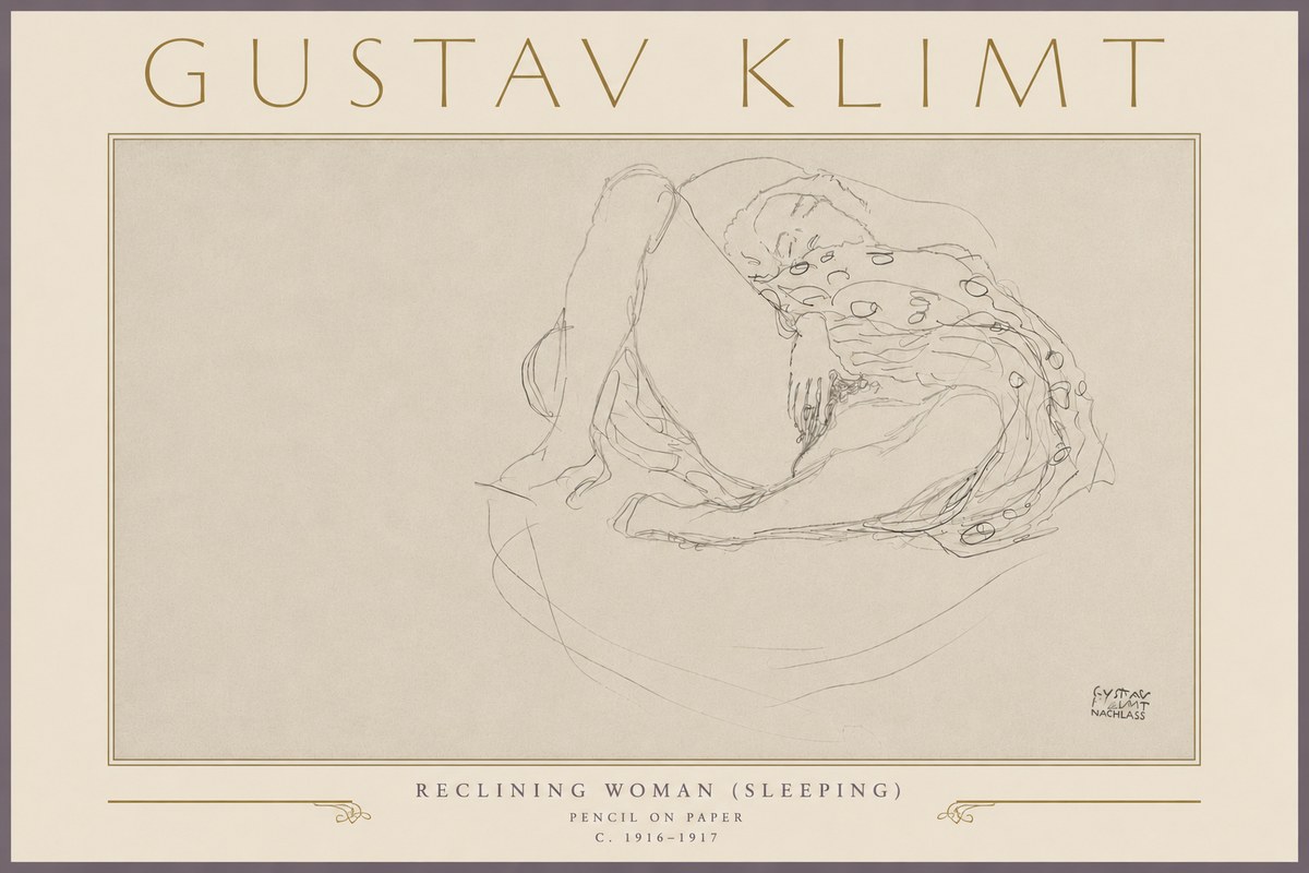 Klimt Reclining Woman (Sleeping) II No5 - Plakat