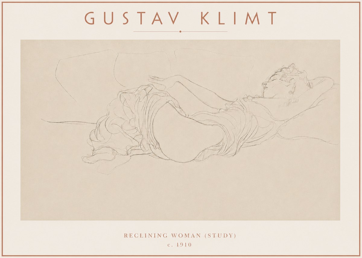 Klimt Reclining Woman (Study) No3 - Plakat