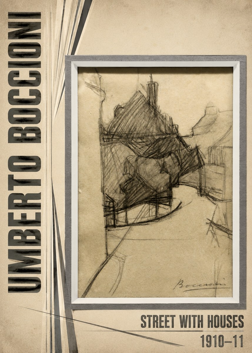 Umberto Boccioni Street with Houses No4 - Plakat