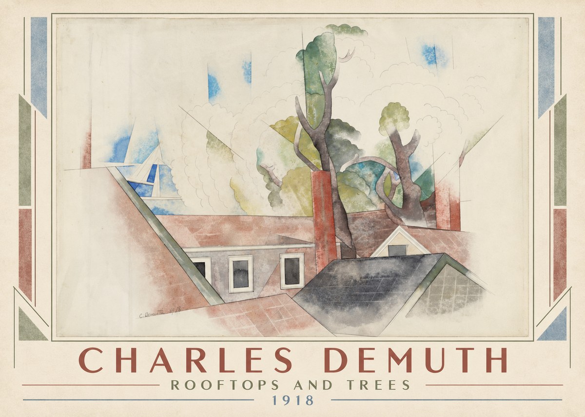 Charles Demuth Rooftops and Trees No1 - Plakat