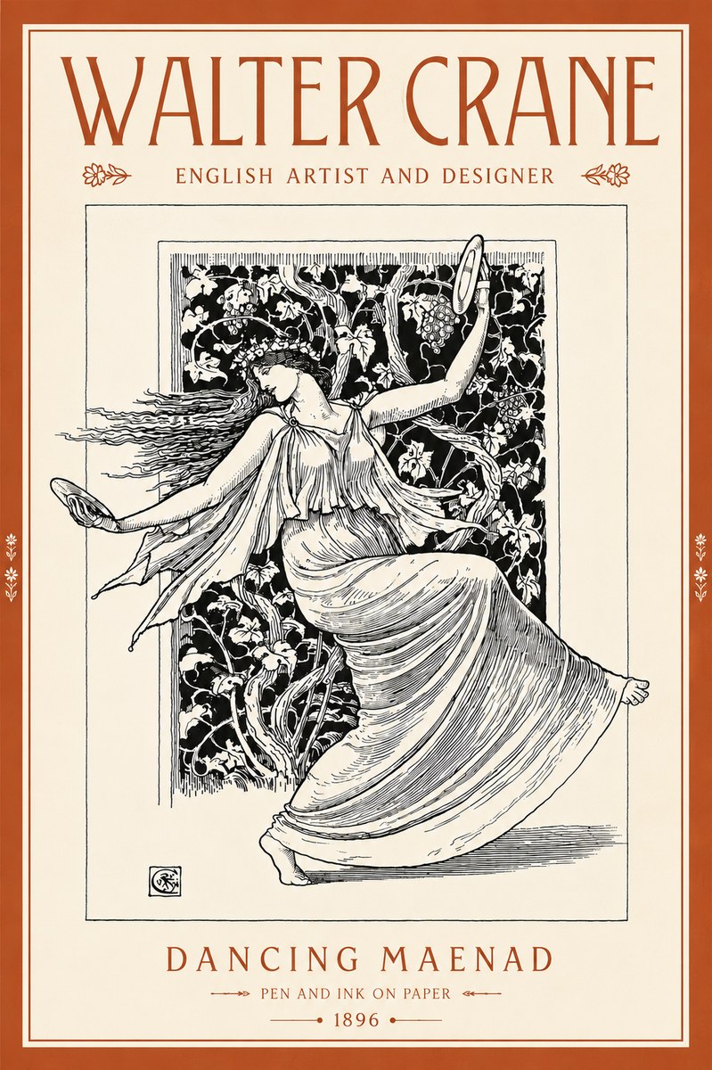 Walter Crane Dancing Maenad No5 - Plakat