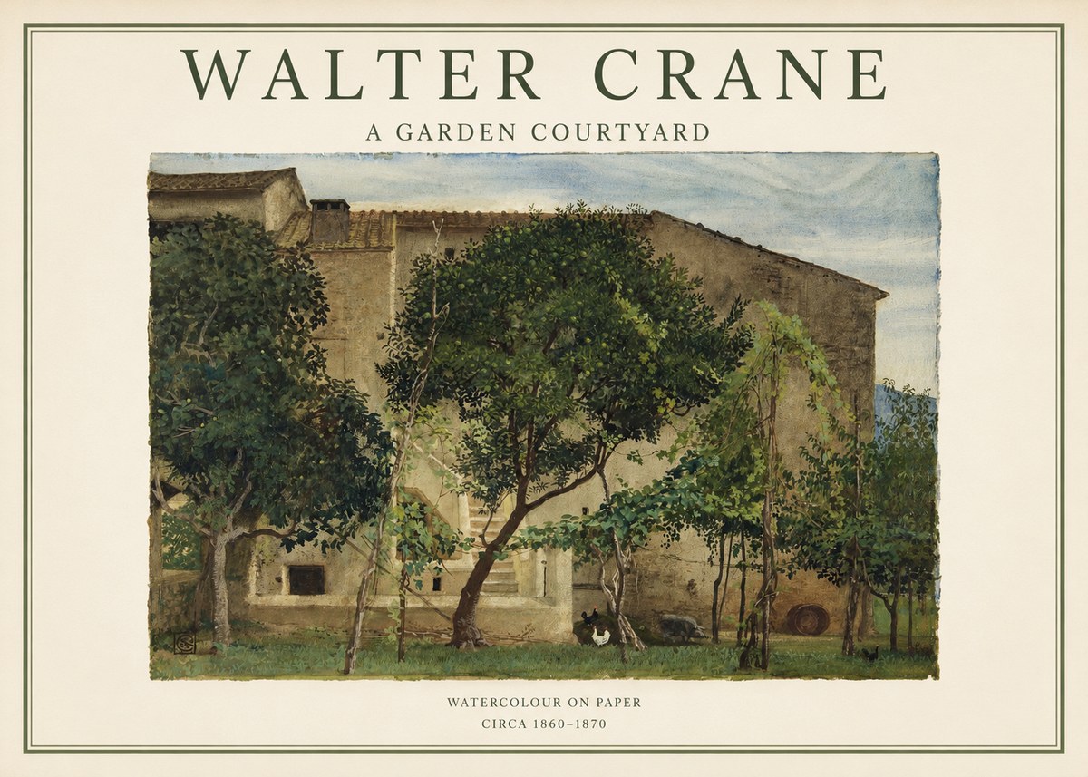 Walter Crane A Garden Courtyard No1 - Plakat