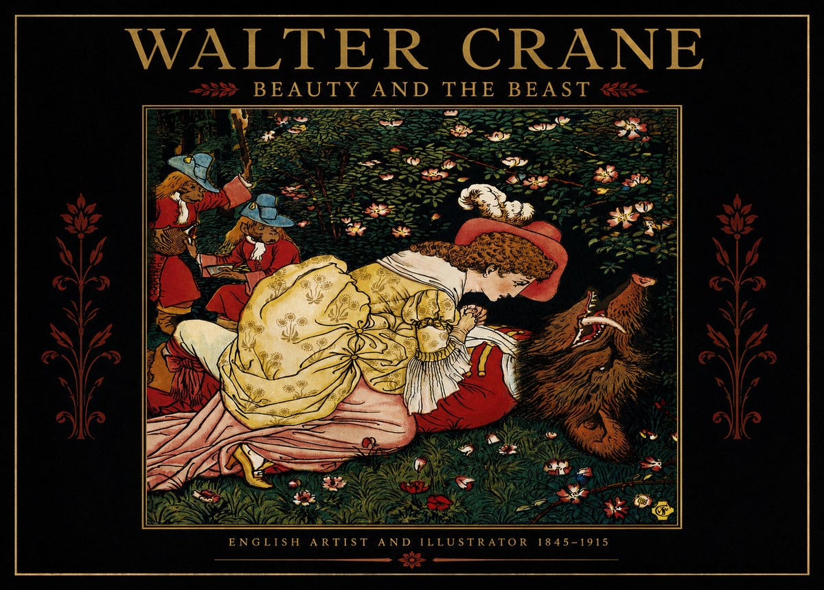 Walter Crane Beauty and the Beast No2 - Plakat