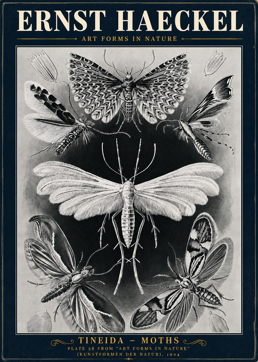 Ernst Haeckel Tineida - Moths No5 - Plakat