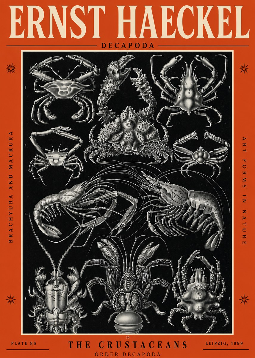 Ernst Haeckel Decapoda Brachyura and Macrura Plate 86 No2 - Plakat