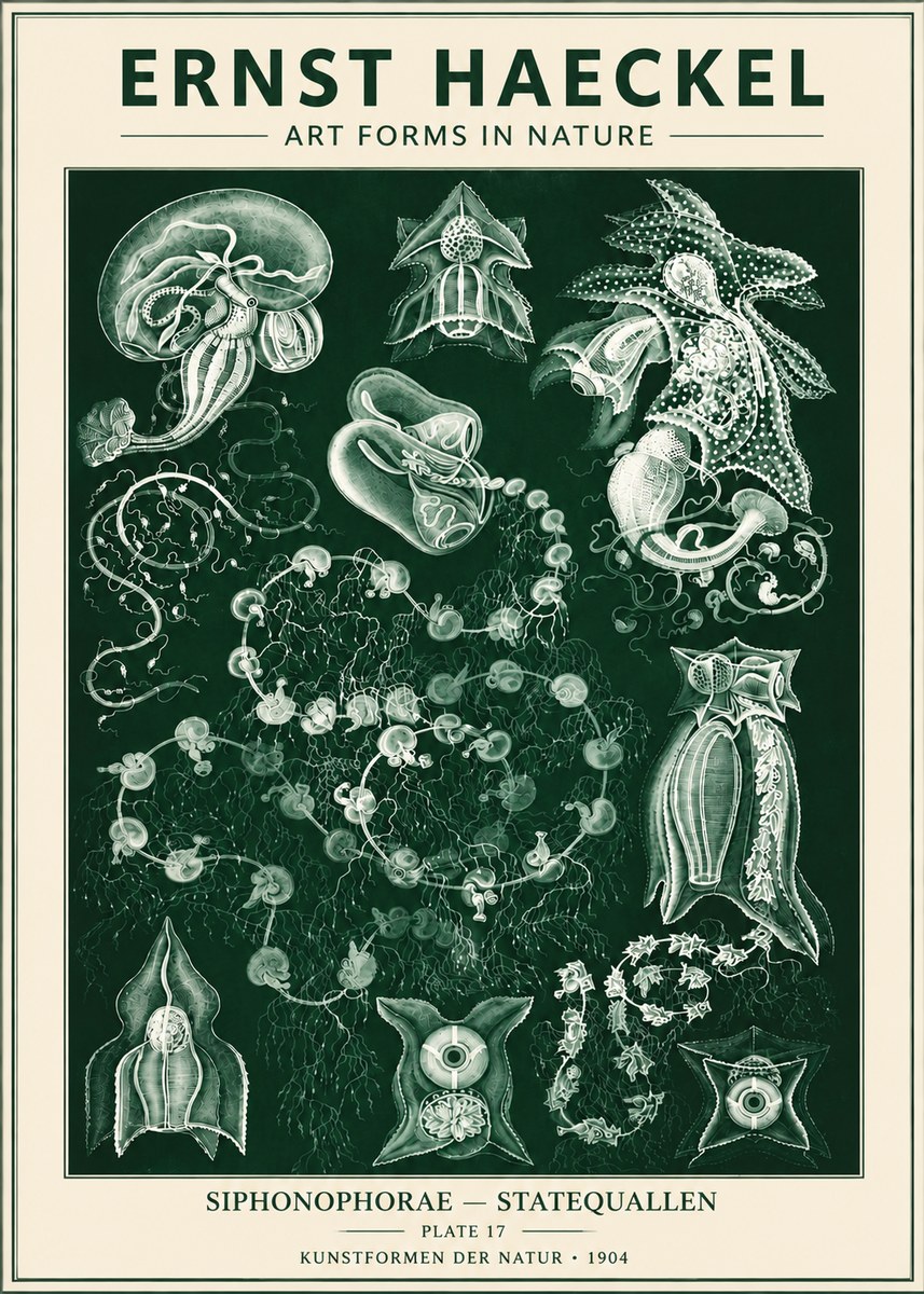Ernst Haeckel Siphonophorae. — Statequallen. Plate 17 No6 - Plakat