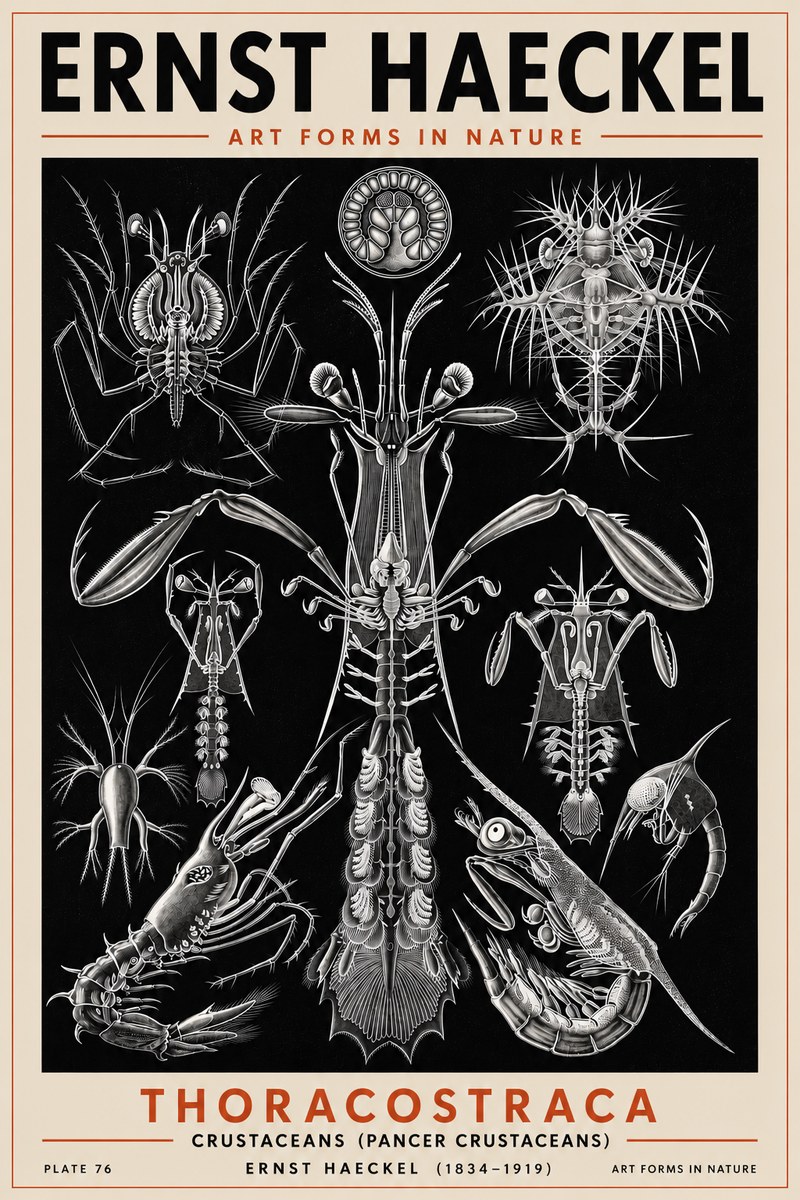 Ernst Haeckel Thoraocostraca - Crustaceans - Plate 76 No5 - Plakat