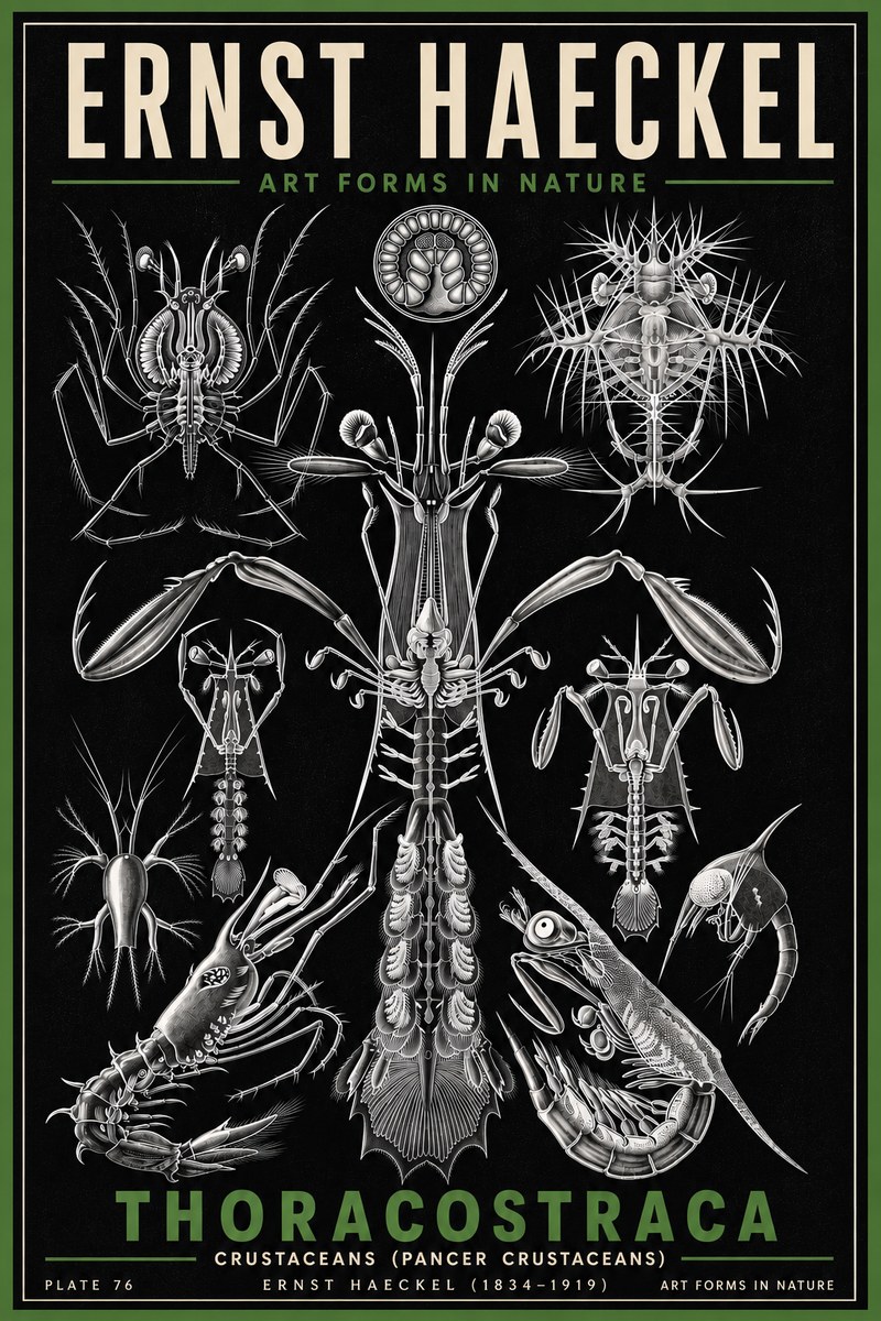 Ernst Haeckel Thoraocostraca - Crustaceans - Plate 76 No6 - Plakat