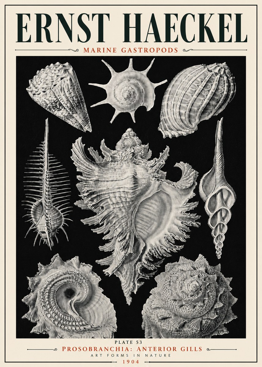 Ernst Haeckel Prosobranchia - Marine Gastropods No6 - Plakat