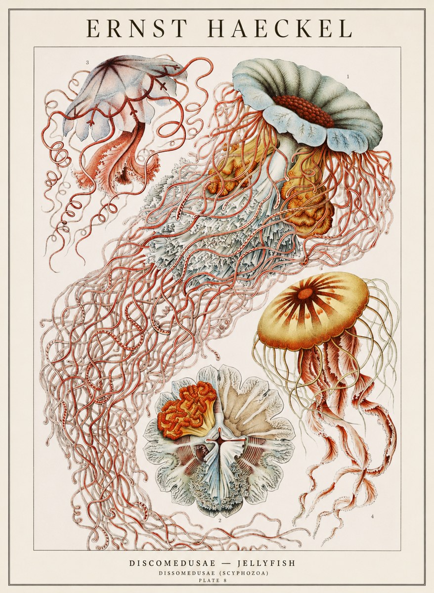 Ernst Haeckel Discomedusae — Jellyfish No1 - Plakat