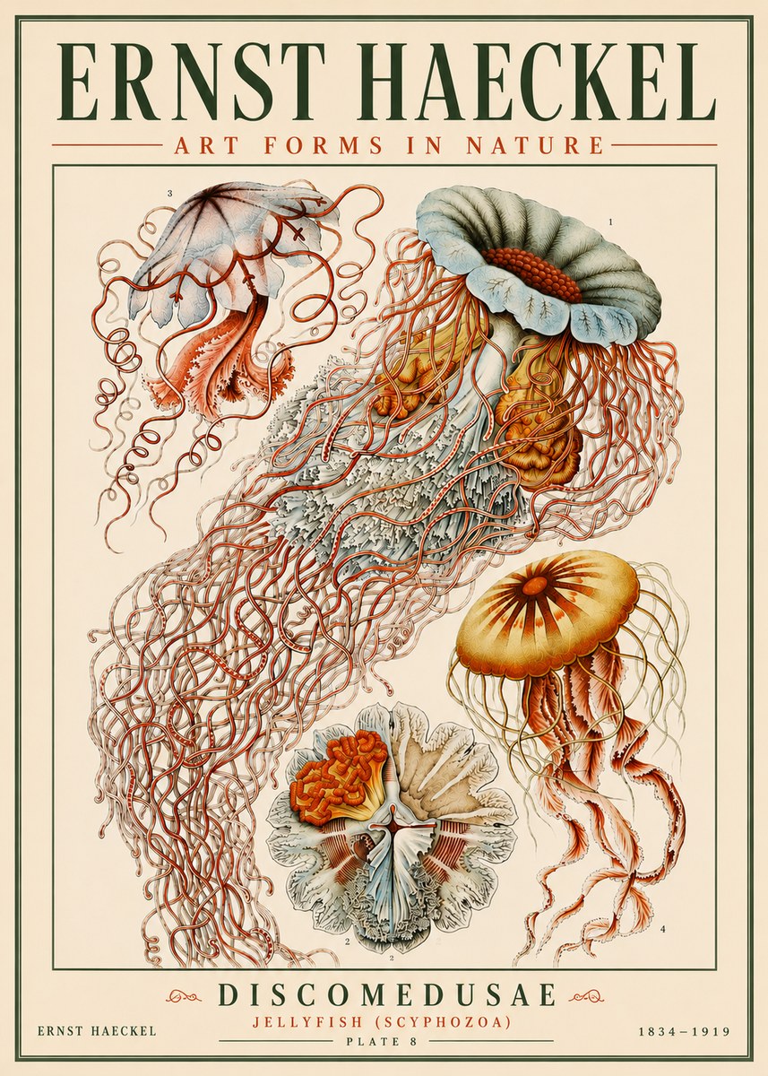 Ernst Haeckel Discomedusae — Jellyfish No6 - Plakat