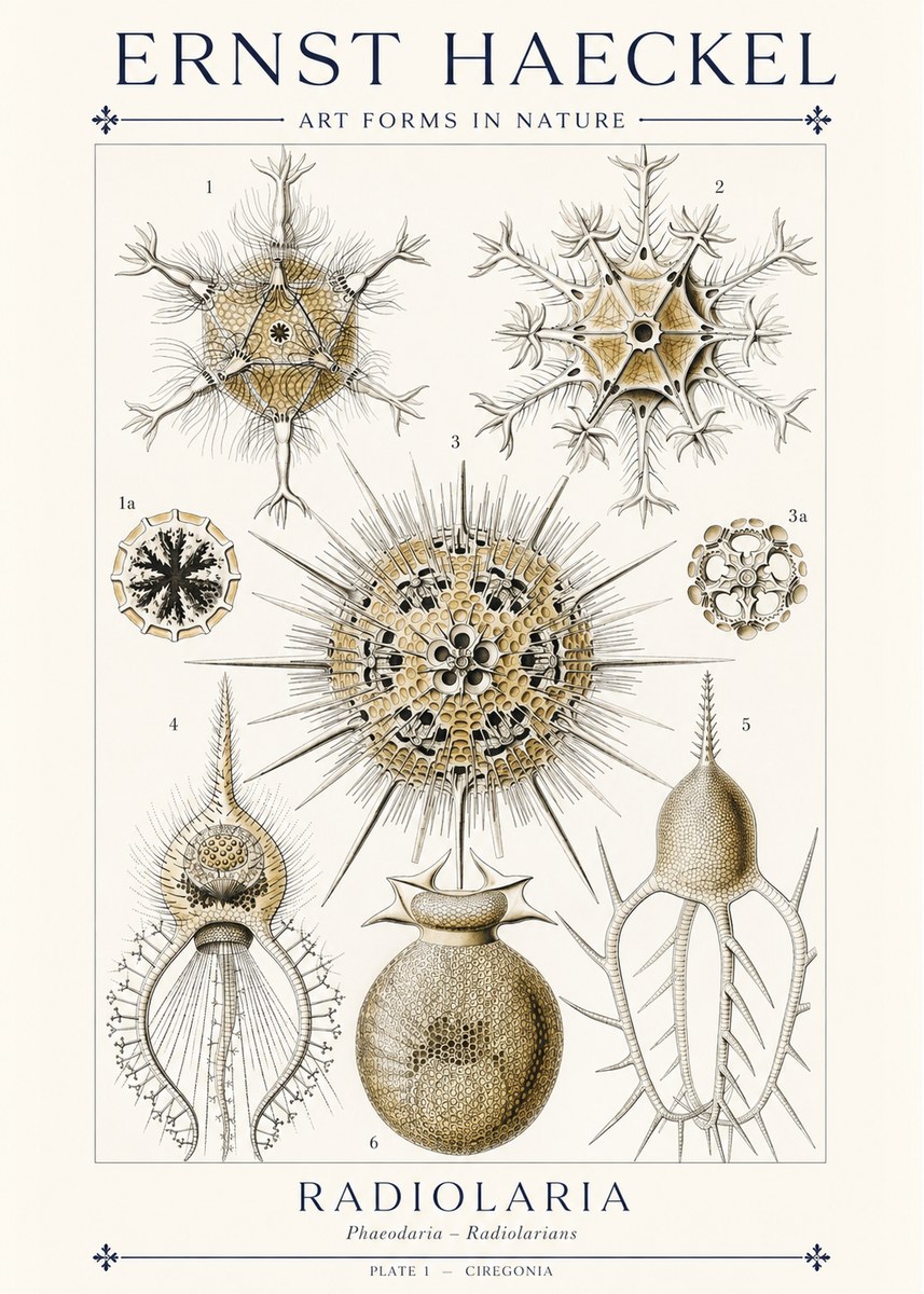 Ernst Haeckel Radiolaria - Plate 1 - Ciregonia No1 - Plakat