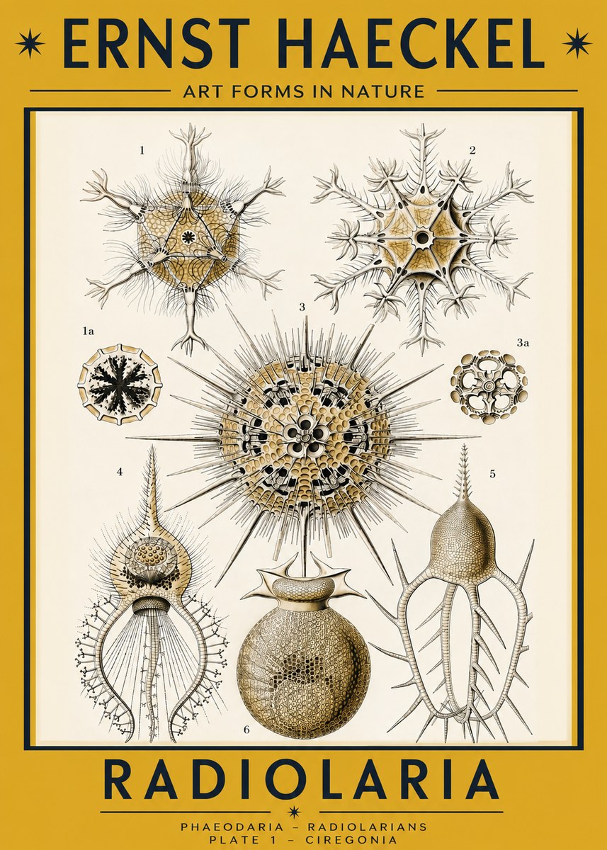 Ernst Haeckel Radiolaria - Plate 1 - Ciregonia No2 - Plakat