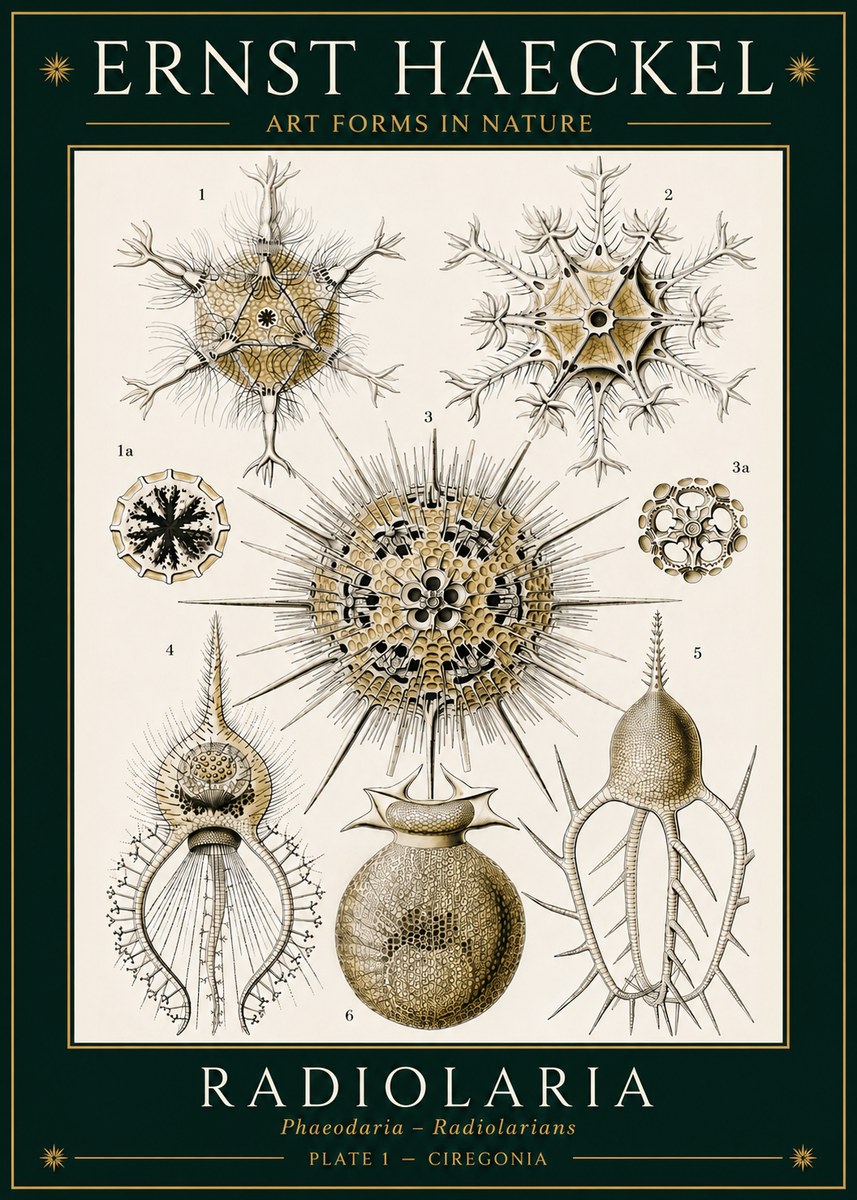 Ernst Haeckel Radiolaria - Plate 1 - Ciregonia No3 - Plakat