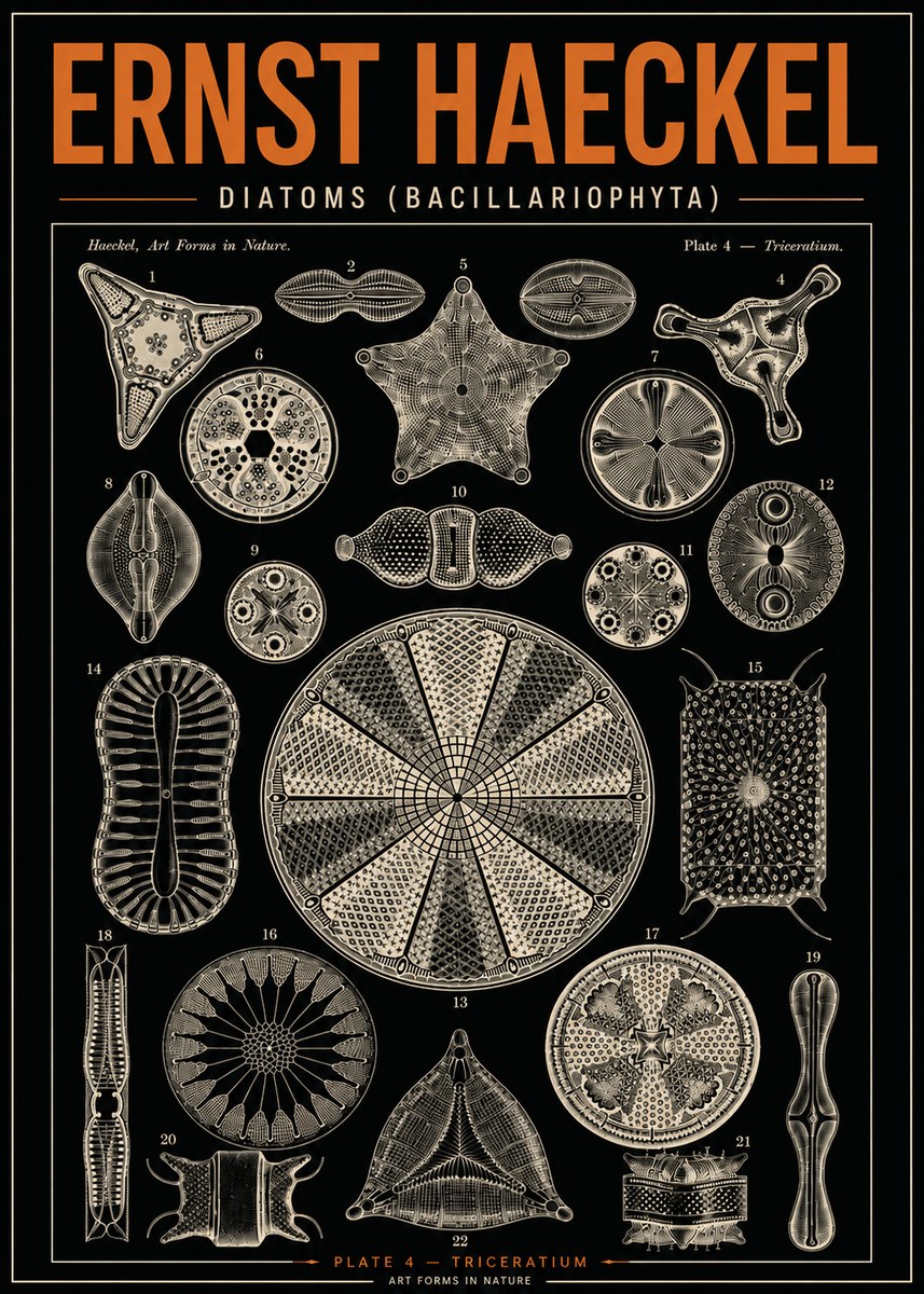 Ernst Haeckel Diatoms (Bacillariophyta) Plate 4 – Triceratium No4 - Plakat