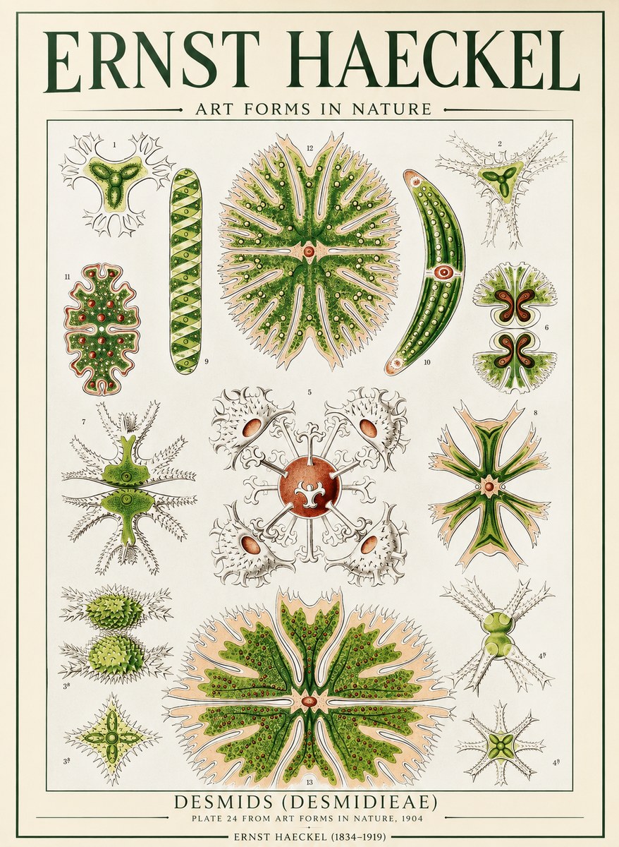 Ernst Haeckel Desmids (Desmidieae) No1 - Plakat