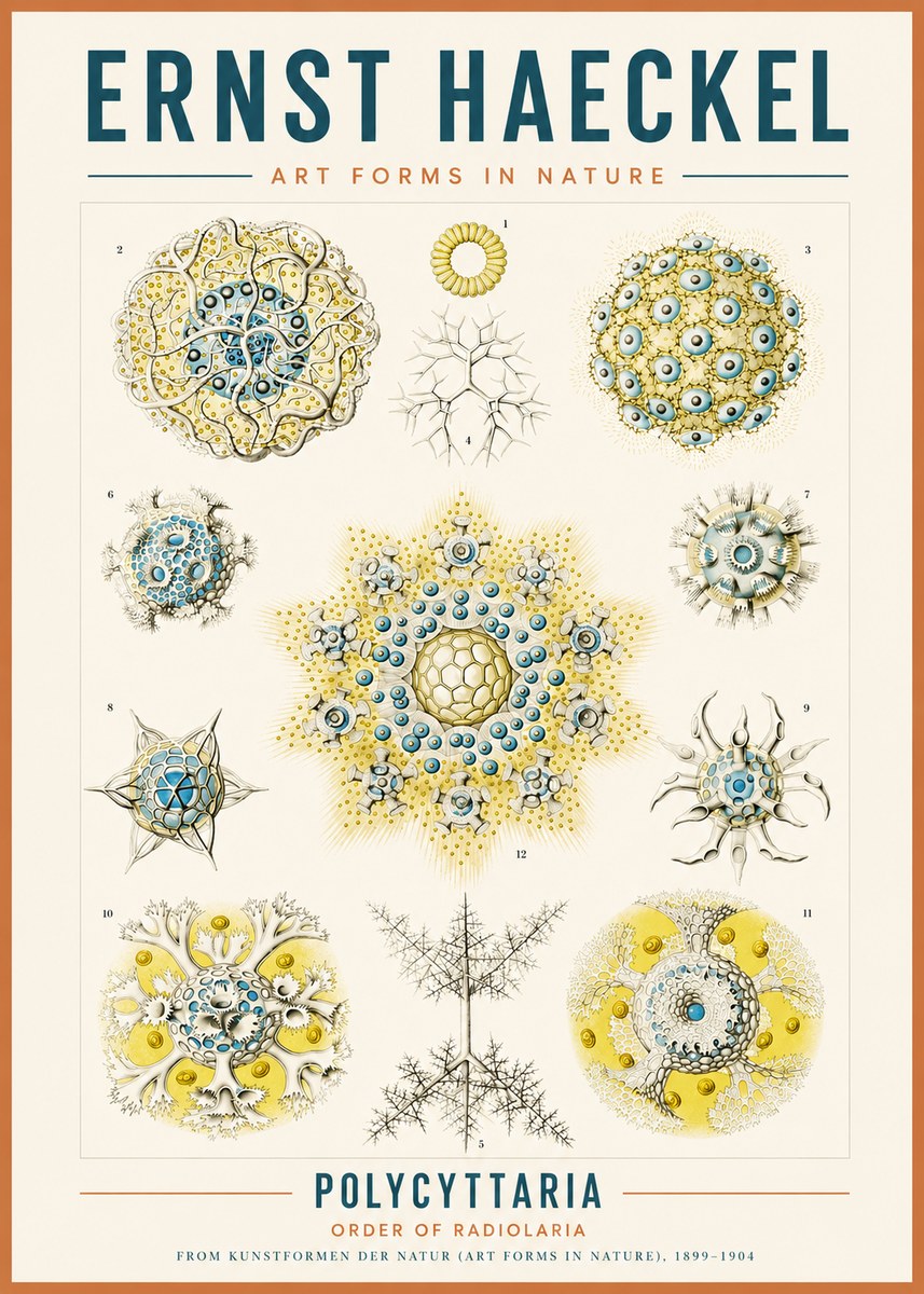 Ernst Haeckel Polycyttaria – Order of Radiolaria No3 - Plakat
