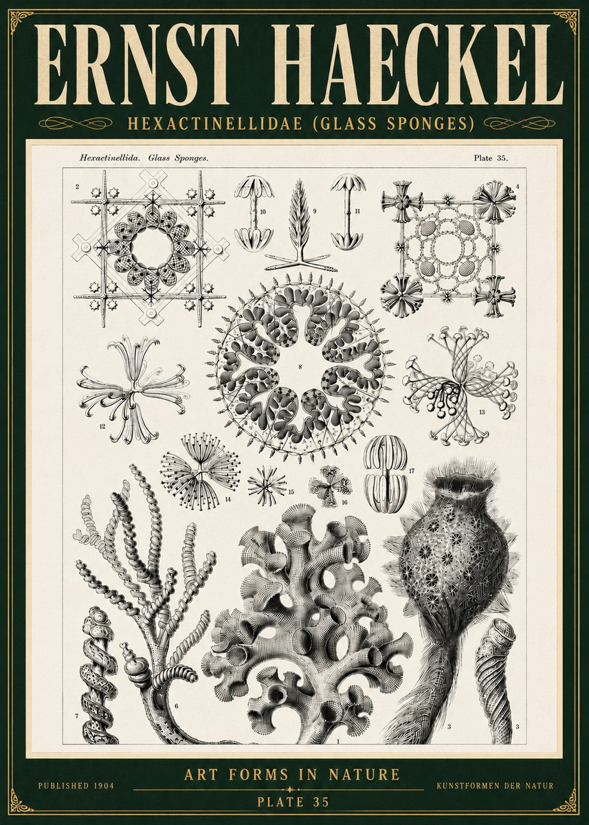Ernst Haeckel Hexactinellida. Glass Sponges. No5 - Plakat