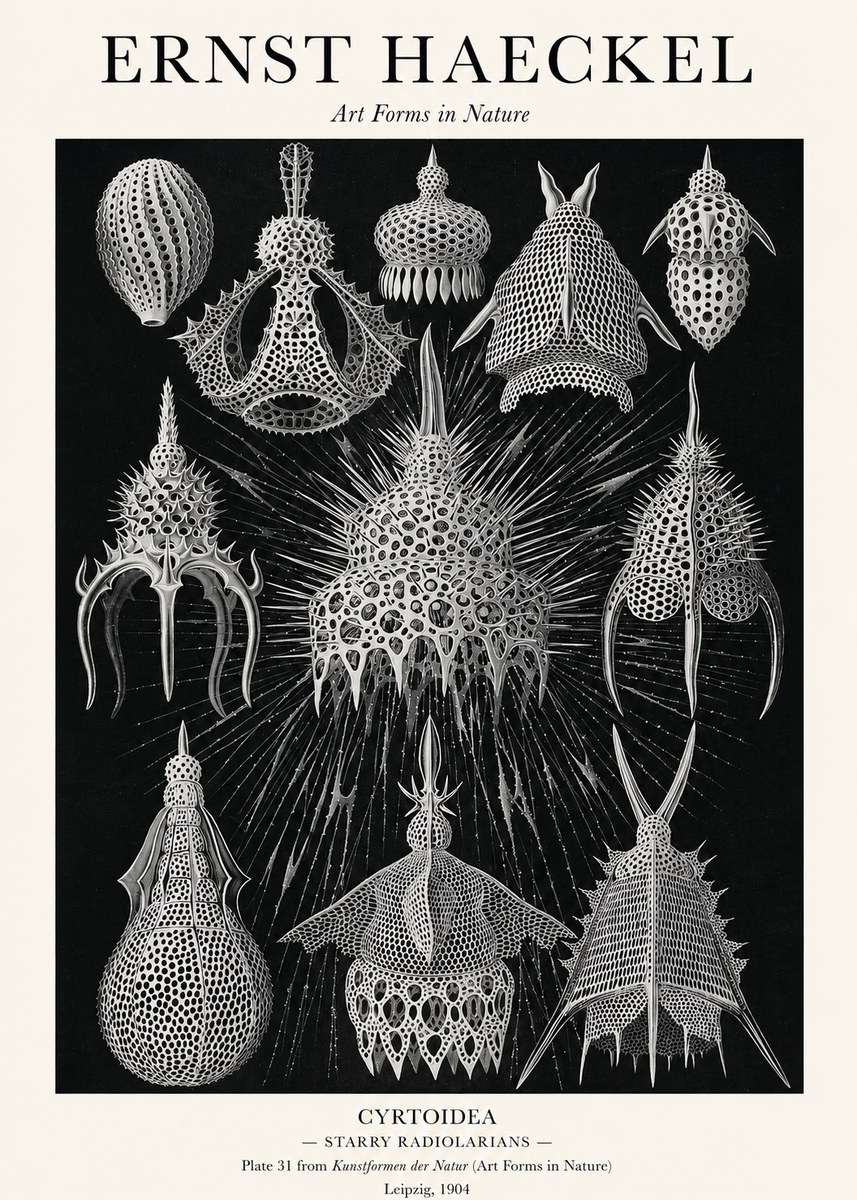 Ernst Haeckel Cyrtoidea - Starry Radiolarians No1 - Plakat