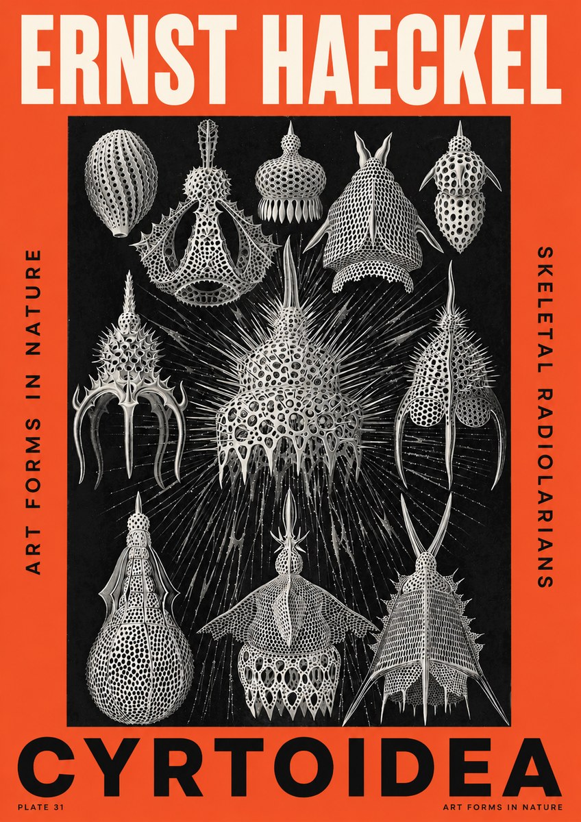 Ernst Haeckel Cyrtoidea - Starry Radiolarians No5 - Plakat