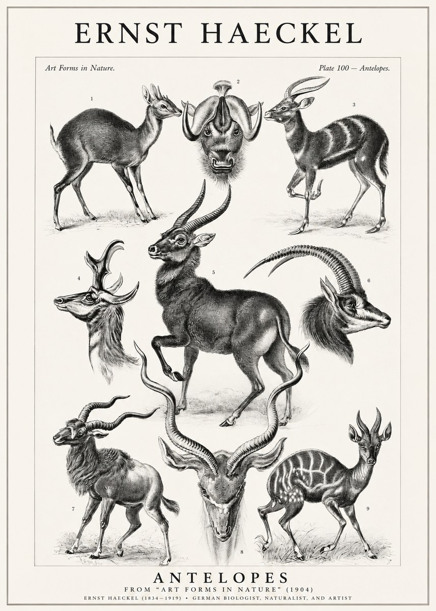 Ernst Haeckel Antelopes No1 - Plakat