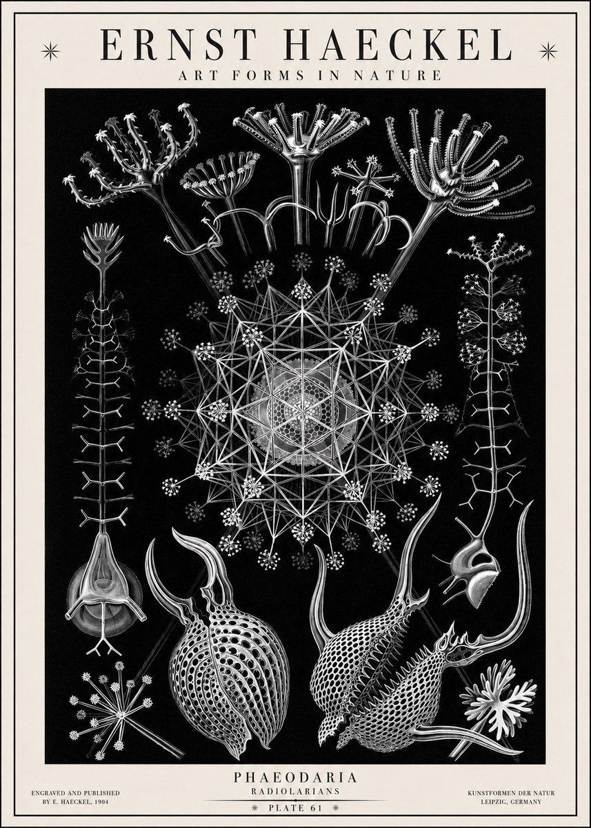 Ernst Haeckel Phaeodaria Radiolarians - Plate 61 No1 - Plakat