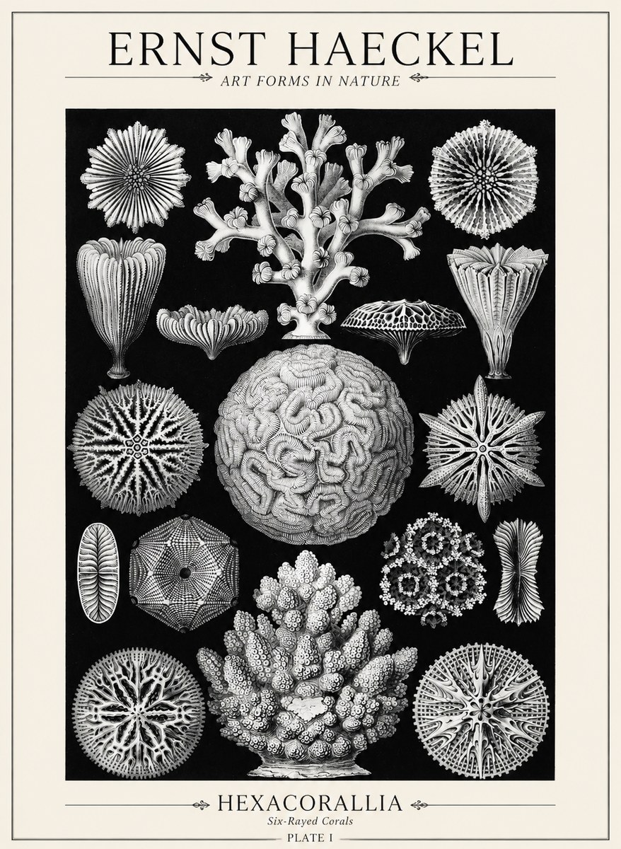 Ernst Haeckel Hexacoralla – Six-rayed Corals No5 - Plakat