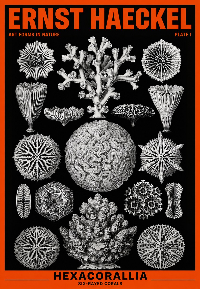 Ernst Haeckel Hexacoralla – Six-rayed Corals No6 - Plakat