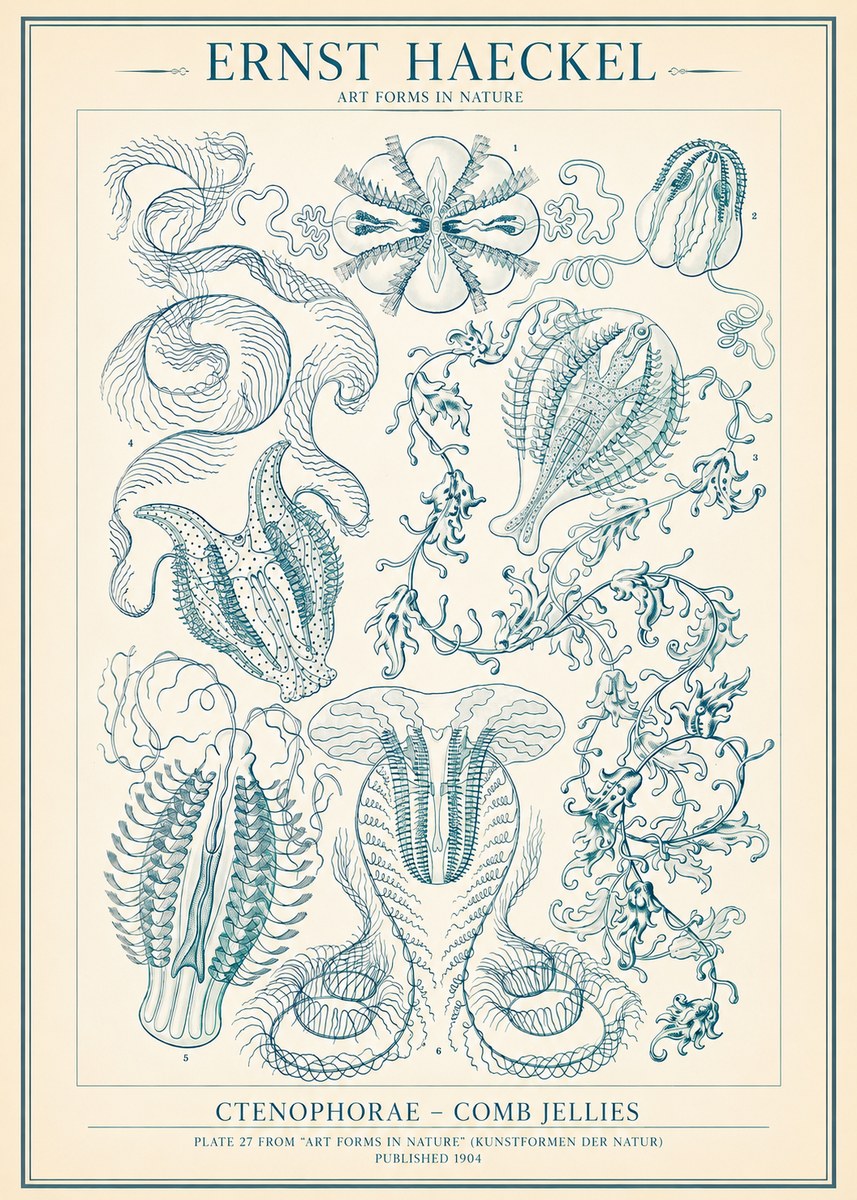 Ernst Haeckel Ctenophoræ – Comb Jellies No2 - Plakat