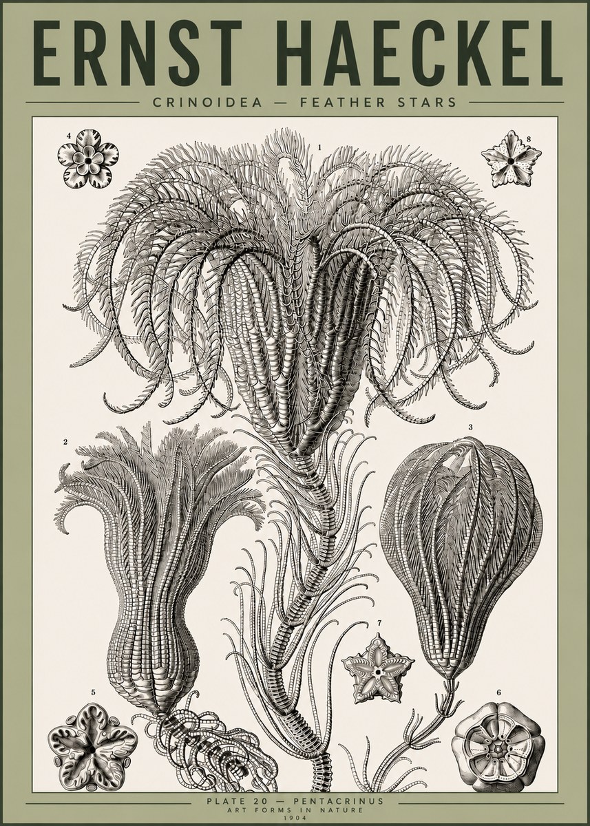 Ernst Haeckel Crinoidea - Palm Lilies No4 - Plakat