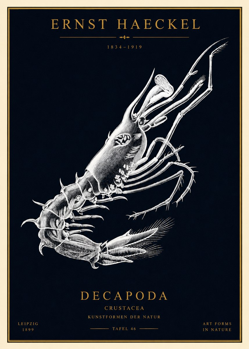 Ernst Haeckel Decapoda the Crustaceans No4 - Plakat