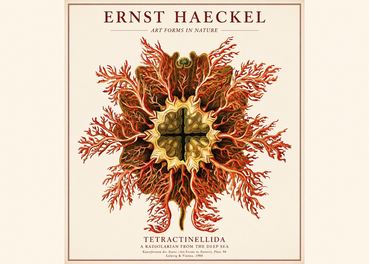 Ernst Haeckel Tetractinellida a Radiolarian from the Deep Sea No1 - Plakat