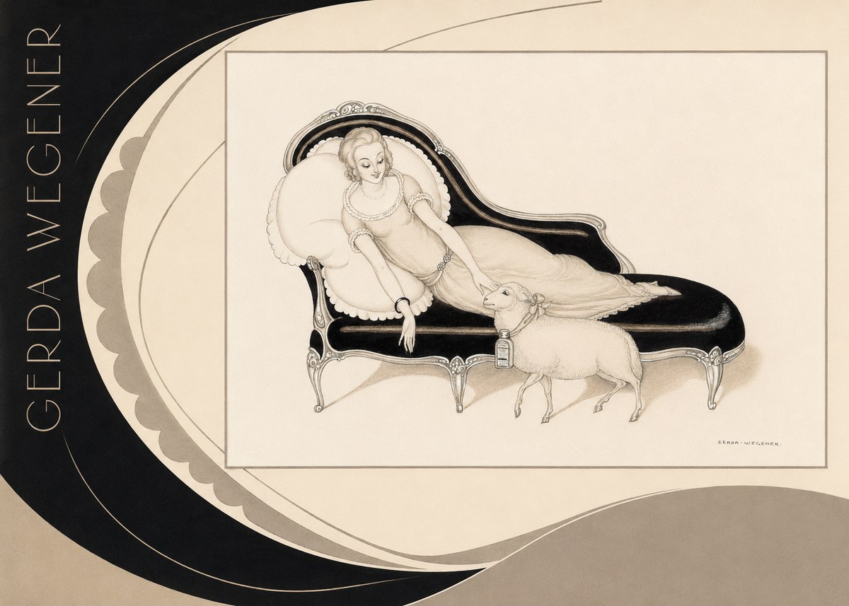 Gerda Wegener Lady with Lamb No6 - Plakat