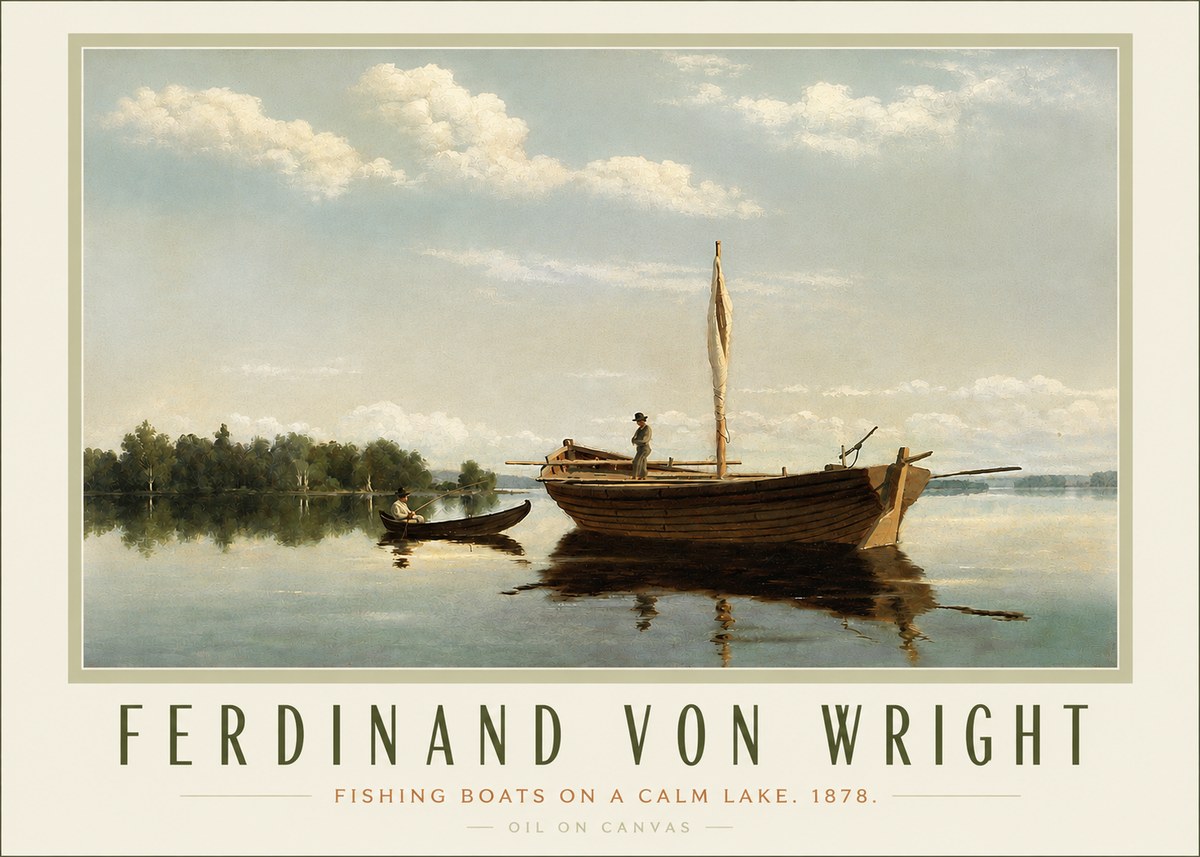 Ferdinand von Wright Fishing Boats on a Calm Lake. 1878. No3 - Plakat