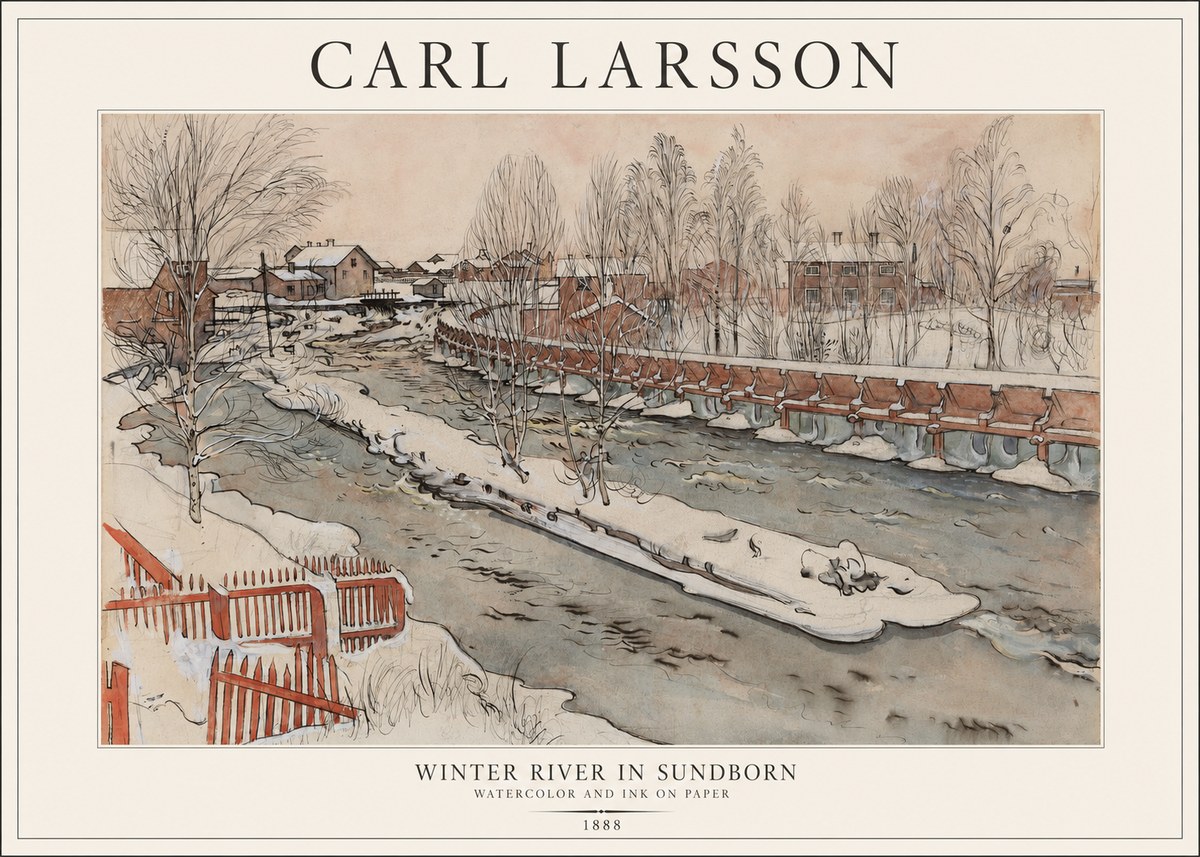 Carl Larsson Winter River in Sundborn No1 - Plakat