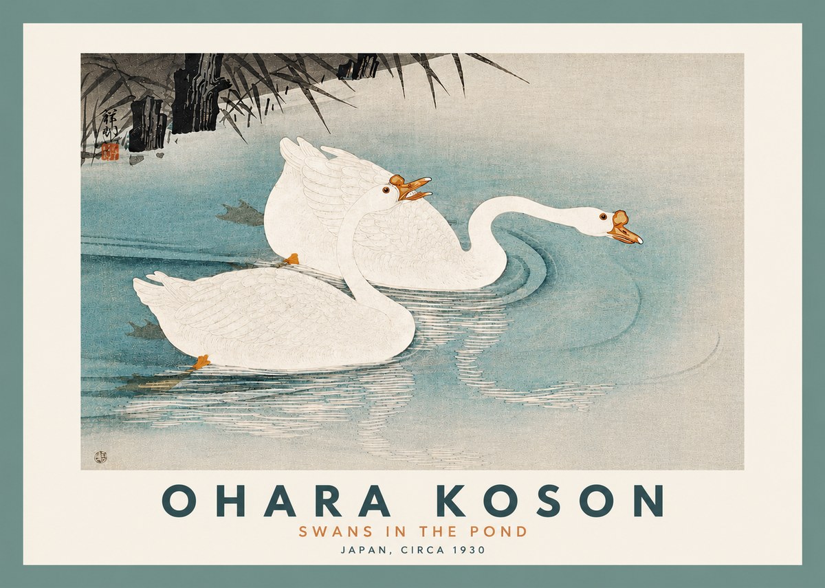 Ohara Koson Two Swans No5 - Plakat