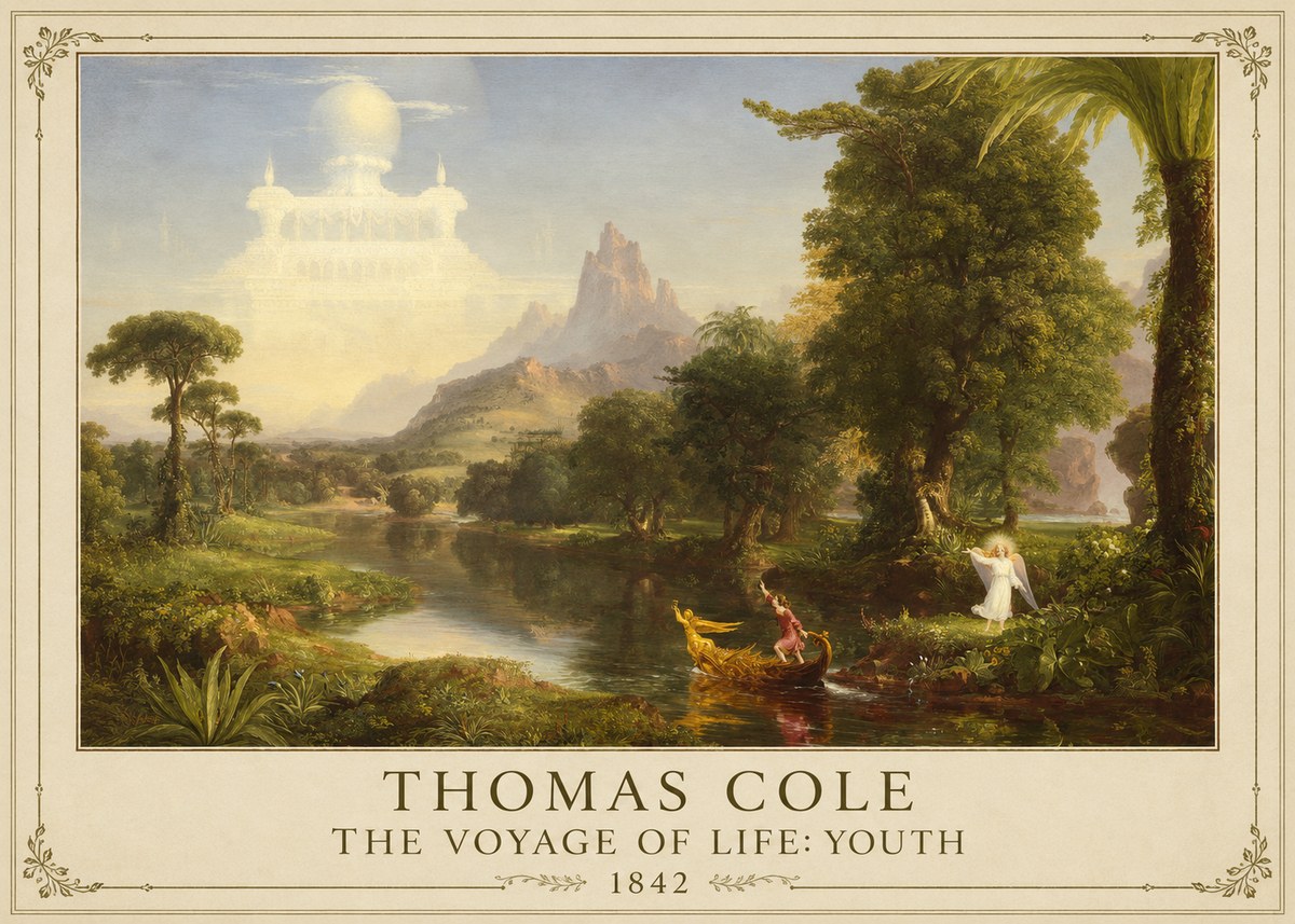 Thomas Cole The Voyage of Life: Youth I No1 - Plakat