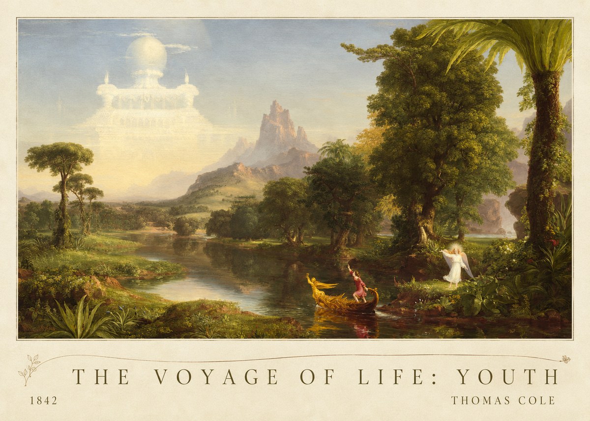 Thomas Cole The Voyage of Life: Youth I No4 - Plakat