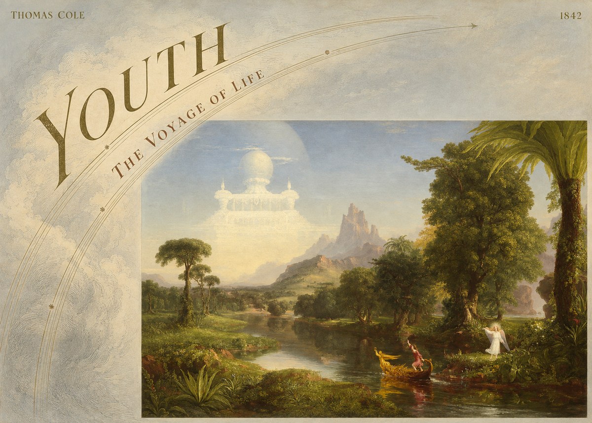 Thomas Cole The Voyage of Life: Youth I No6 - Plakat